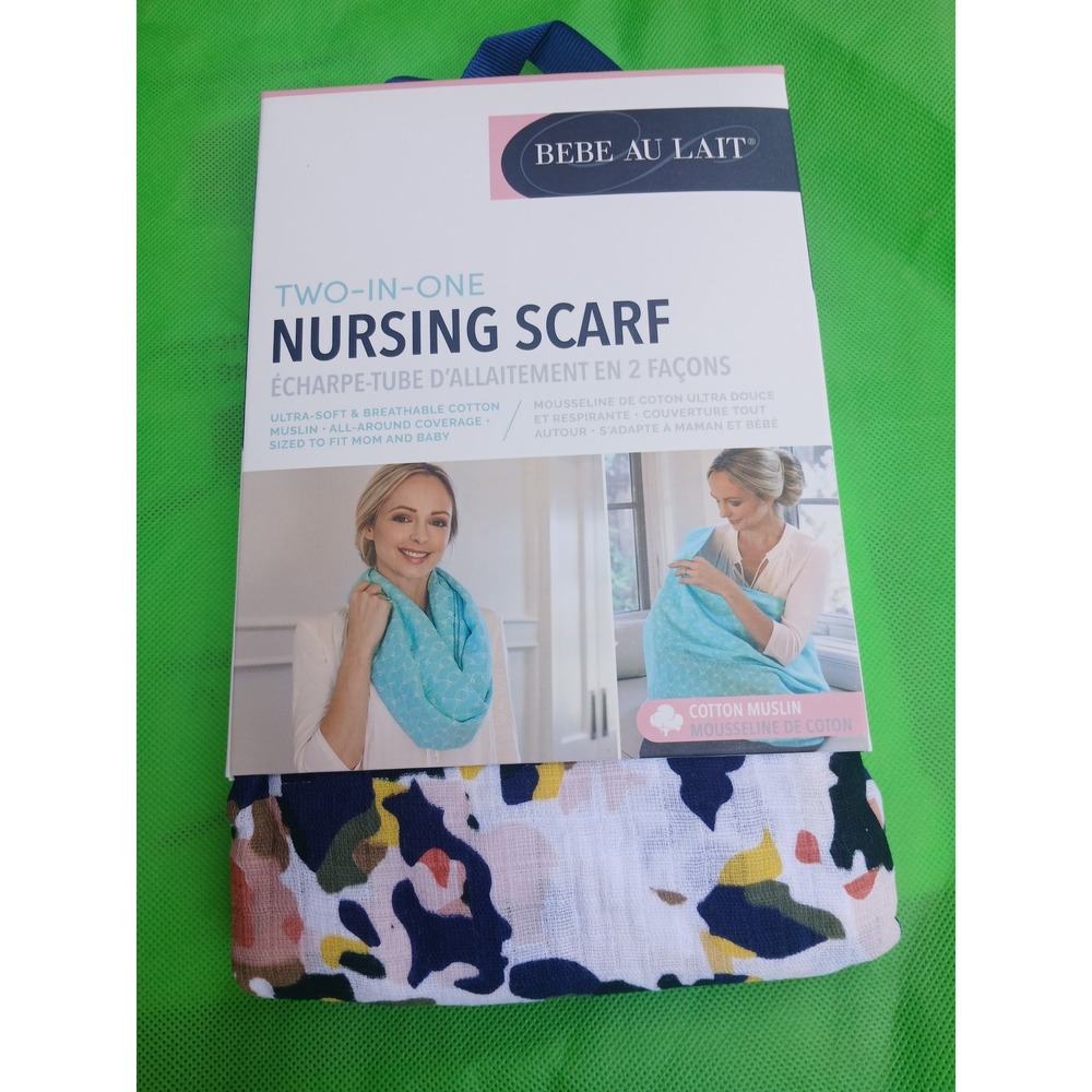 Bebe Au Lait Two-in-One Nursing Scarf Indigo Cotton Muslin Breastfeeding Cover